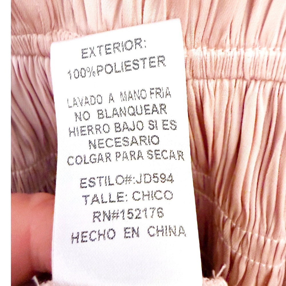 Reset by Jane Pink Satin Jamie Ruffle Mini Dress with Smocked Waist Small - Picture 9 of 11
